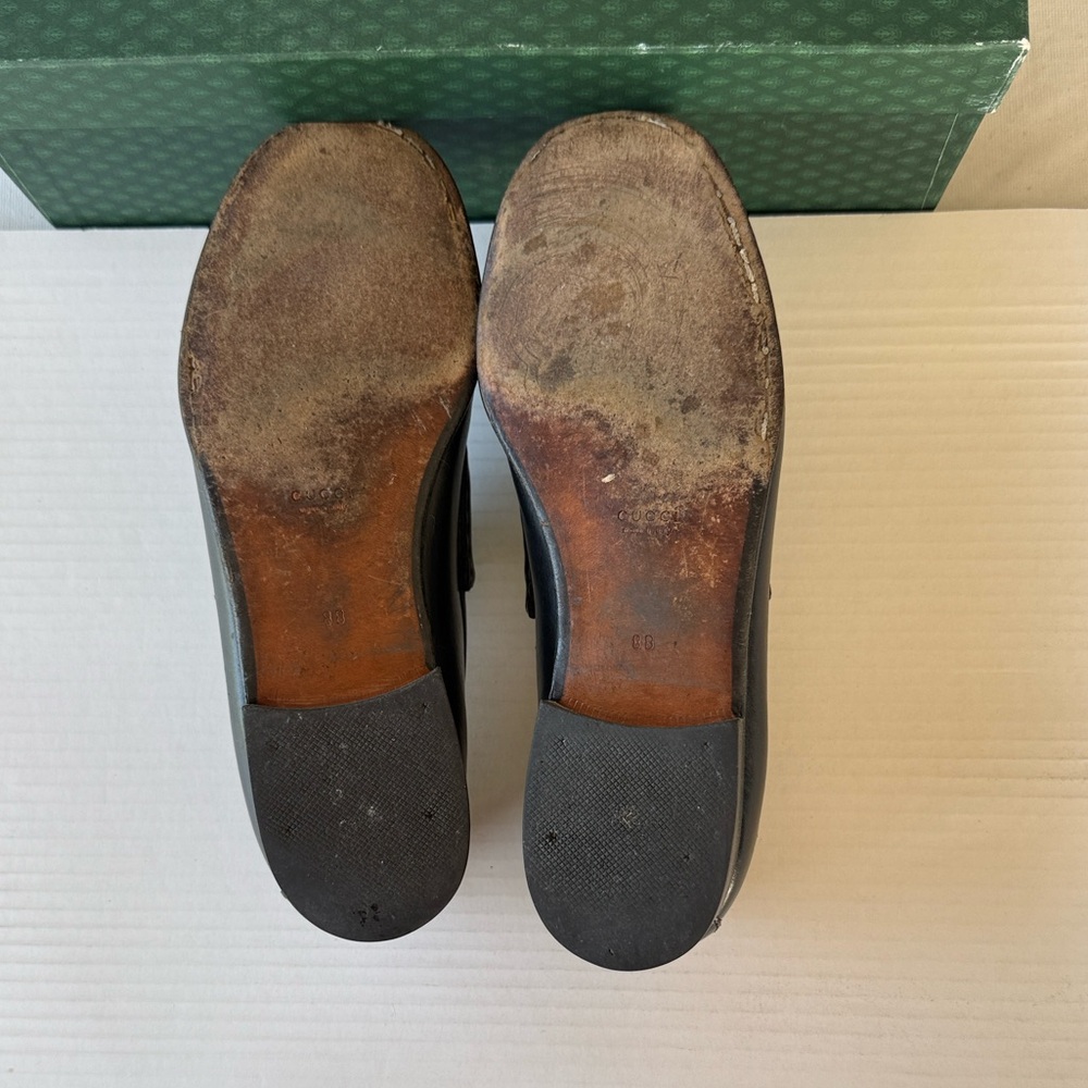 GUCCI women black loafers with silver hardware size. Size 38 - Picture 6 of 8